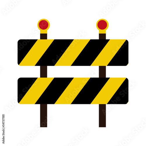 Traffic road barrier road closed. Yellow and black warning barrier. Vector illustration. EPS 10.