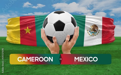 Cameroon vs Mexico national teams soccer football match competition concept. © prehistorik