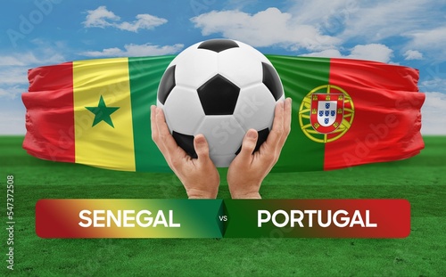 Senegal vs Portugal national teams soccer football match competition concept. © prehistorik
