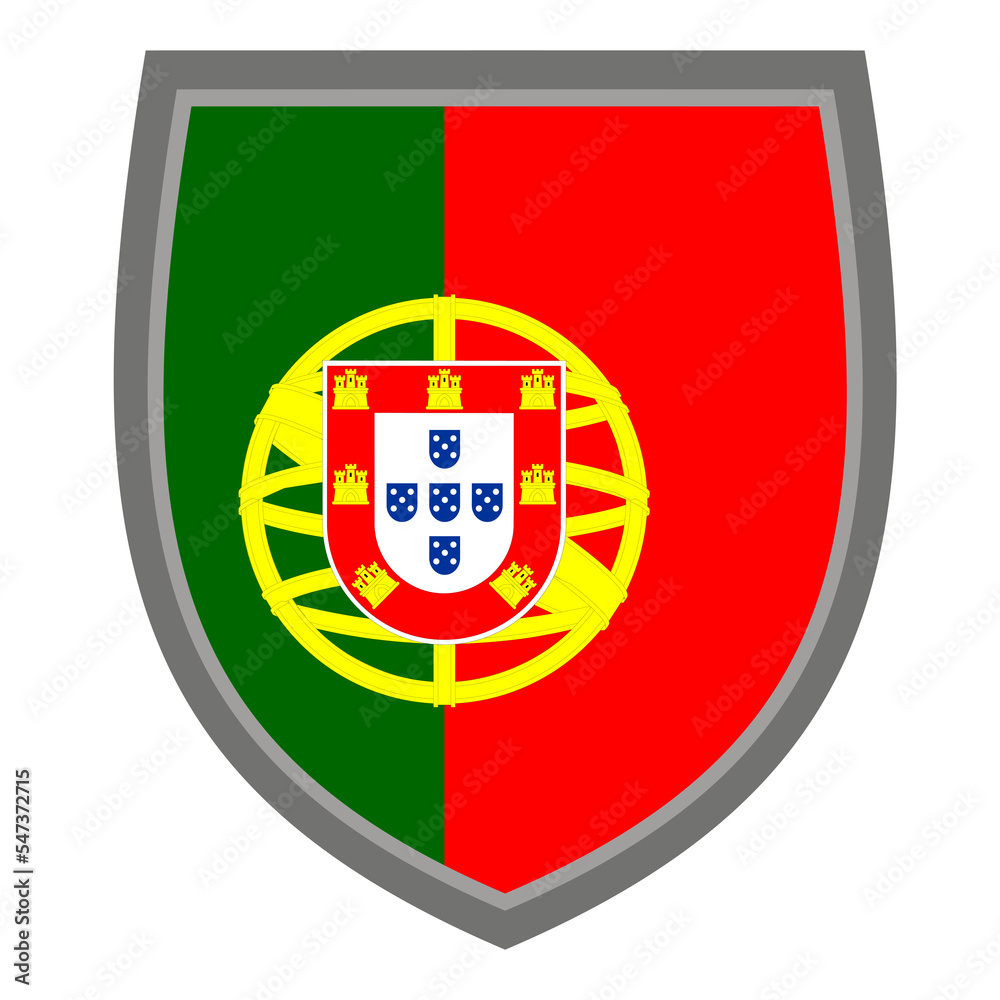 Shield with the colors of Portugal flag - original RGB color - icon portuguese shield cut out