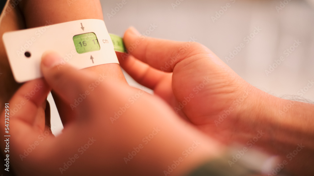 Malnutrition was measured using a midupper arm circumference belt