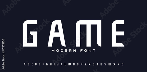 Tech font and Modern alphabet. Future logo typo. Minimal urban font letter set. Luxury vector typeface for a company. Monogram gaming fonts for logo design.