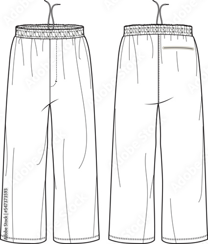 MEN AND BOYS WEAR TRACK JOGGERS AND TROUSERS TECHNICAL FLAT DESIGN VECTOR