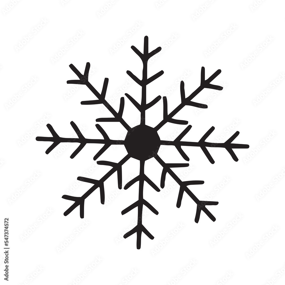 Flat hand drawn snowflake silhouette illustration Flat hand drawn snowflake silhouette illustration