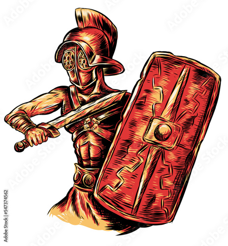 Gladiator warrior hand drawn. vector illustration illustration