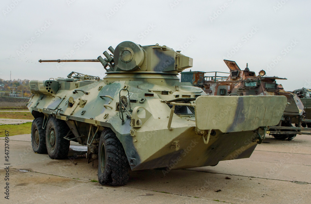 Destroyed in the war Ukrainian armored personnel carrier.2022-11-04