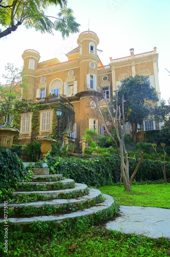 Vertical shot of the Sursock Palace with a green garden in Beirut, Lebanon photo