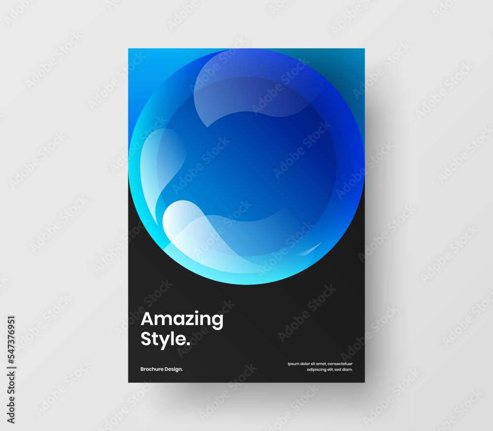 Vivid realistic balls postcard layout. Premium corporate identity vector design illustration.