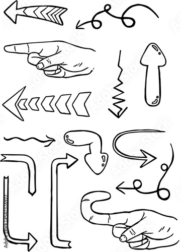 Hand drawn arrows and pointers
