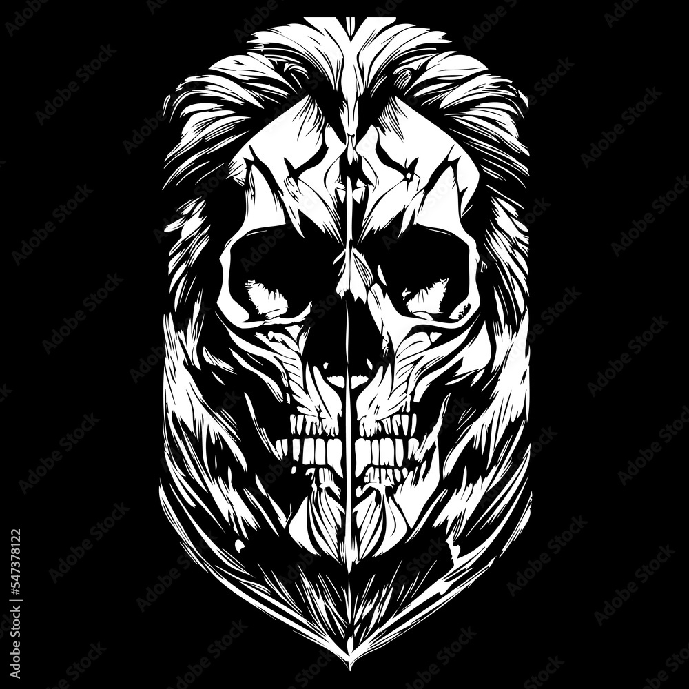 lion face vector hand drawn clip art black and white Stock Vector ...