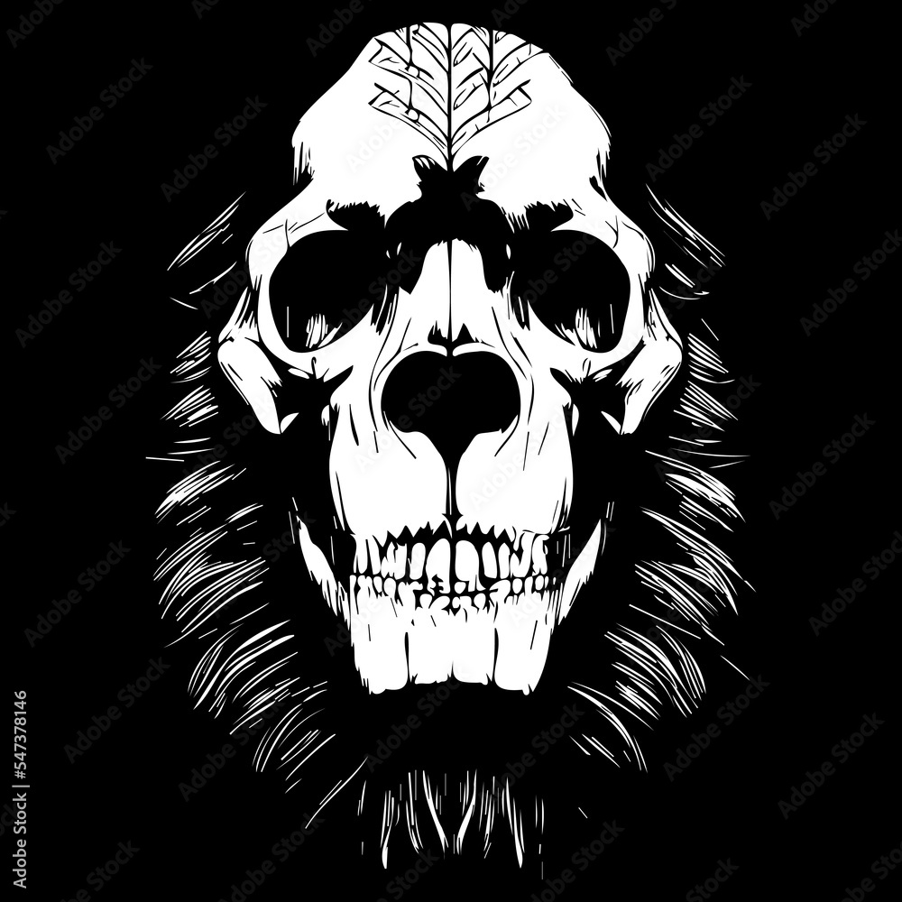 lion head vector hand drawn clip art black and white Stock Vector