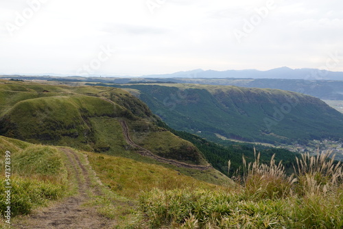 阿蘇外輪山と阿蘇五岳遠景
