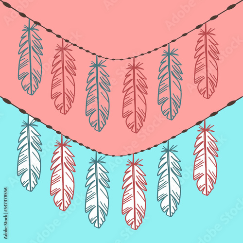 illustration of an background feathers garland bird feathers new year Christmas 