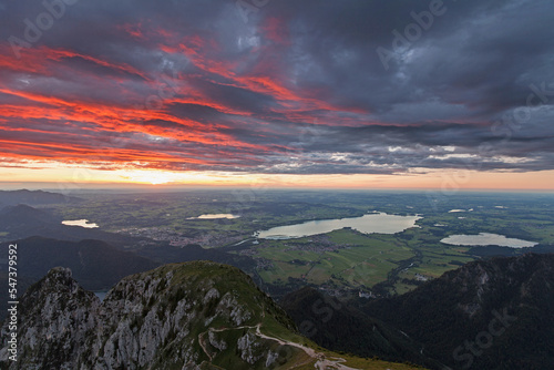 panorama of Schwangau and Saeuling near Fussen. Southwest Bavaria. Germany photo