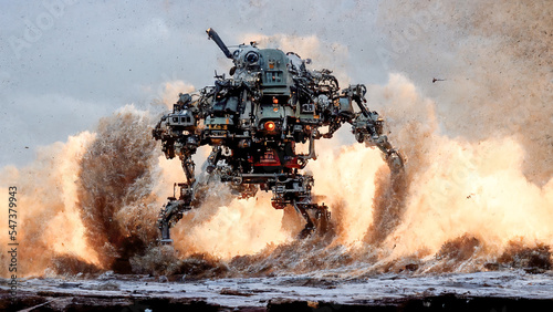 Fotografia Battle robots emerge from the sea
