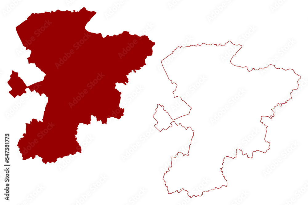Fototapeta premium West Suffolk Non-metropolitan district (United Kingdom of Great Britain and Northern Ireland, ceremonial county Suffolk, England) map vector illustration, scribble sketch map