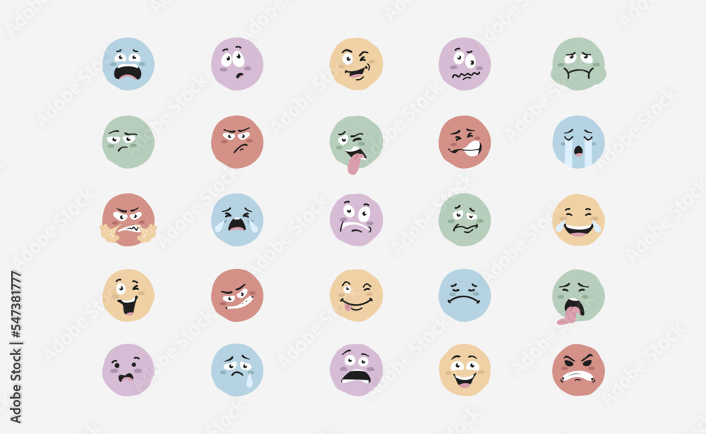 Cute Emotions vector in flat design Cute Emotions vector in flat design