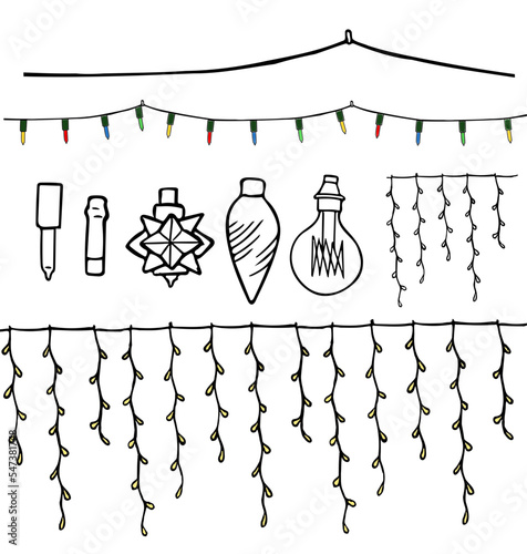 Hand drawn fairy light elements