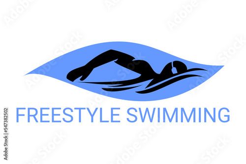 freestyle swimming sport vector line icon. sport pictogram, vector illustration.