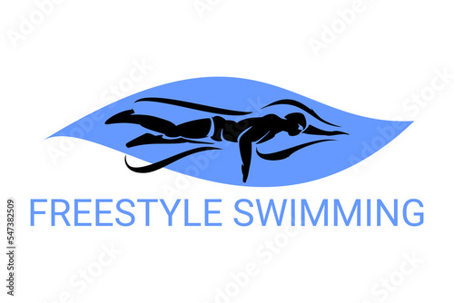 freestyle swimming sport vector line icon. sport pictogram, vector illustration.