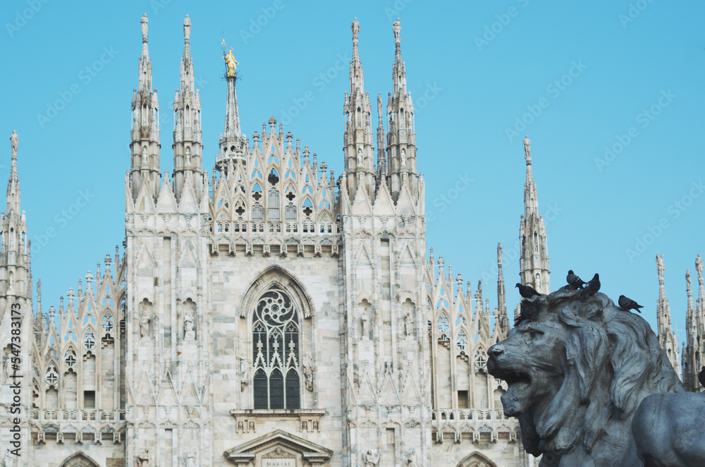 External details of the gothic cathedral in Milan, Italy ( Duomo di Milano )