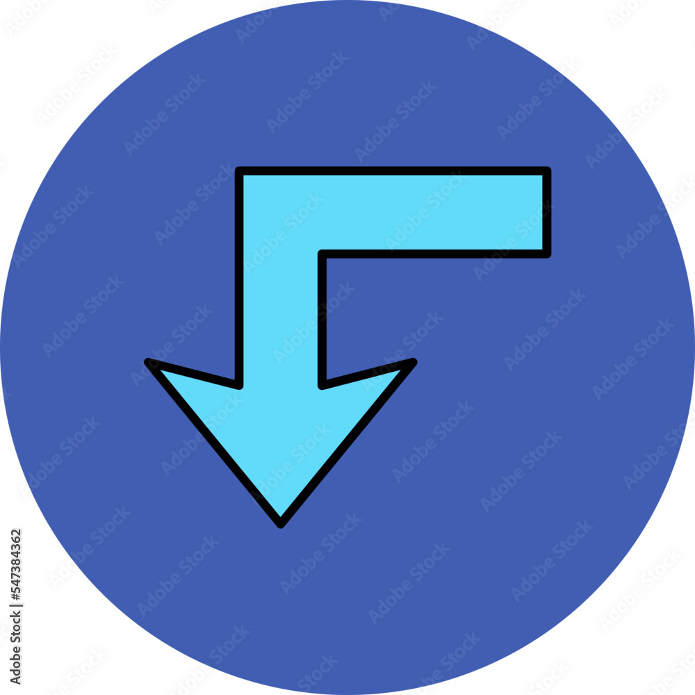Turn Down Multicolor Circle Filled Line Icon Turn Down Multicolor Circle Filled Line Icon