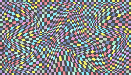 Checkered background with distorted squares