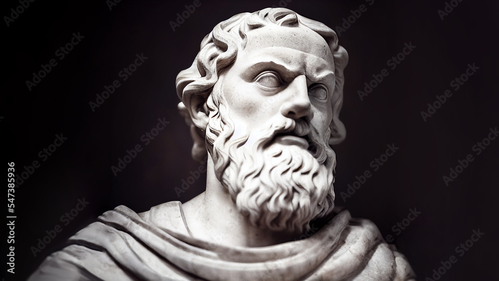 3D rendered illustration of the sculpture of Plato. The Greek philosopher.  Plato is a central figure in the history of Ancient Greek philosophy. Stock  Illustration | Adobe Stock