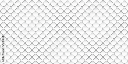 Steel grid seamless pattern vector illustration. 3d realistic metal mesh geometric texture with circles at tops of rhombuses in net, aluminum repeat lattice with ornament, rhomb protection network