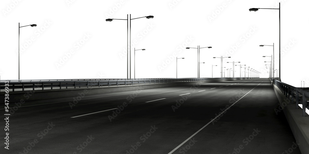 foggy overpass road for night scenes arch viz hq cutout