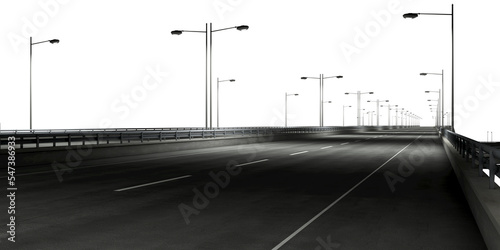 Fotografiet foggy overpass road for night scenes arch viz hq cutout