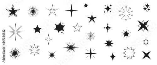 Star set  twinkle shape flat style  minimalist icon collection