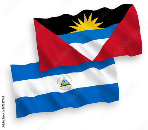 Flags of Nicaragua and Antigua and Barbuda on a white background