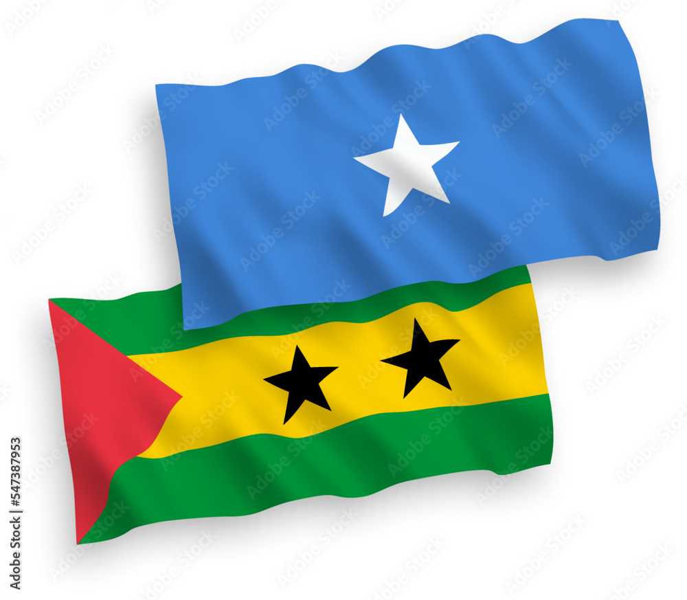 Flags of Saint Thomas and Prince and Somalia on a white background Flags of Saint Thomas and Prince and Somalia on a white background
