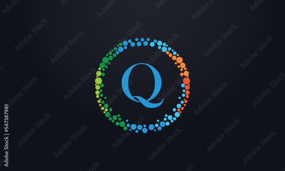 Fototapeta premium Dot circle logo and dot circle nutrition monogram vector design with dot circle symbol vector