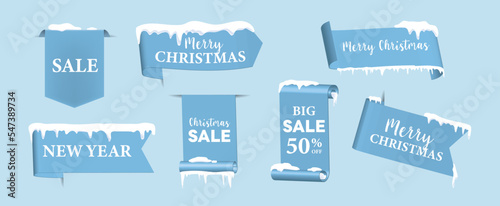 Winter and snow design for Tags set, Ribbon elements,  Vector Banner, badges and labels isolated. can be use for ad, cover , sale template design