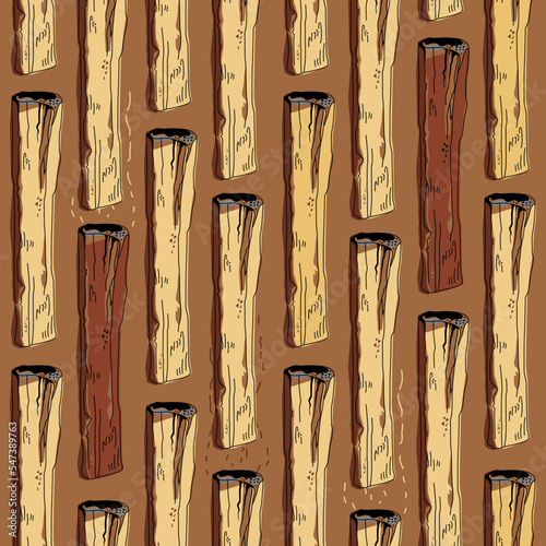 Palo Santo. Wooden incense sticks from Latin America. Seamless vector pattern.