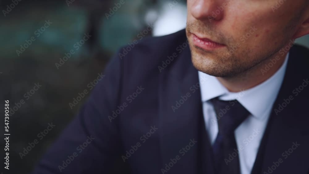 Close-up of the face of a man in a suit, a stylish man, a man in a suit Close-up of the face of a man in a suit, a stylish man, a man in a suit