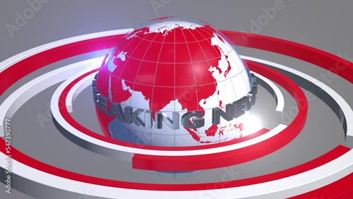 breaking news intro loop 3d animation with rotating globe