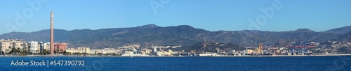 Panorámica de Malaga desde la Playa de la Misericordia, Malaga, Costa del Sol, Andalucia, España