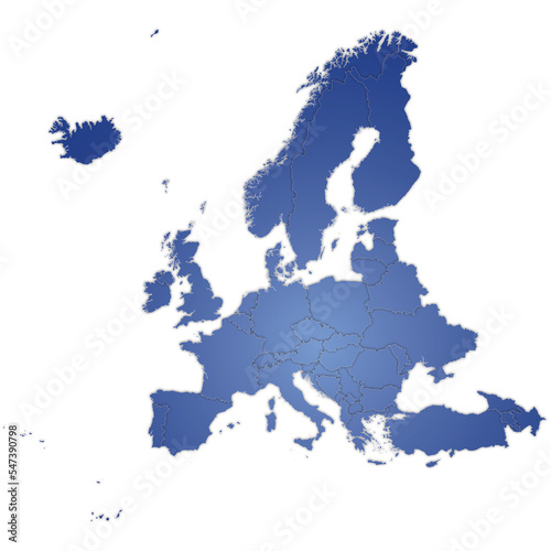 Map of Europe with borders of countries