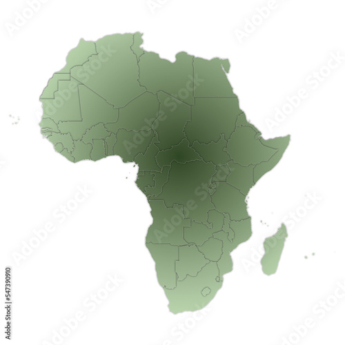 Detailed Africa Map on Green Background with Shadows (EPS Vector)
