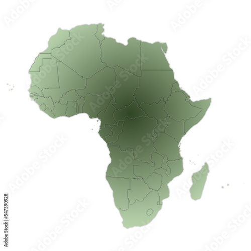 Detailed Africa Map on Green Background with Shadows  EPS Vector 