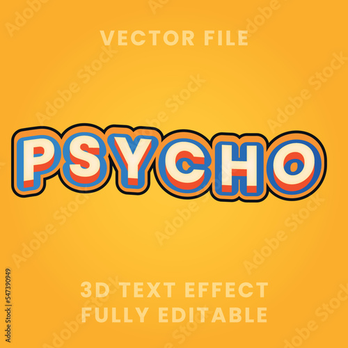 Psycho 3D text Effect Design Template Editable Vector 