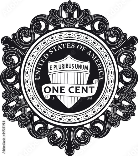 american one cent coin with frame