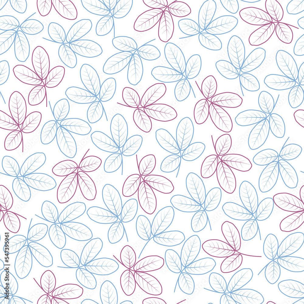 Allover print floral seamless surface pattern of blue and purple leaves. Lush foliage texture. Aesthetic foliate arrangement Allover print floral seamless surface pattern of blue and purple leaves. Lush foliage texture. Aesthetic foliate arrangement