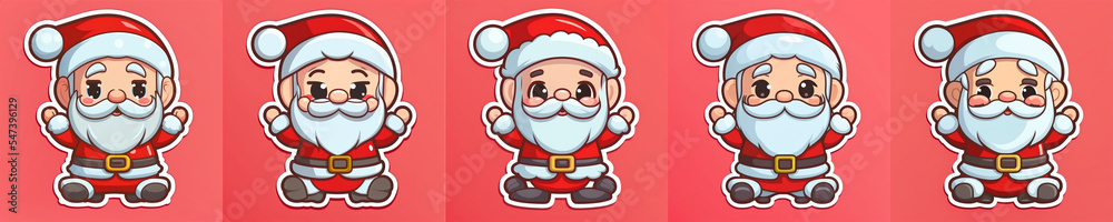 Christmas cute and adorable Santa Claus collection cartoon sticker vector 2d Christmas cute and adorable Santa Claus collection cartoon sticker vector 2d