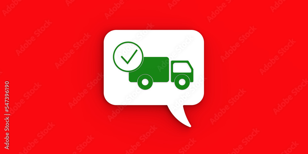 Notification of completed order. The product has been delivered. Delivery. concept of online trade. Horizontal image. Banner for insertion into site. 3D image. 3D visualization Notification of completed order. The product has been delivered. Delivery. concept of online trade. Horizontal image. Banner for insertion into site. 3D image. 3D visualization