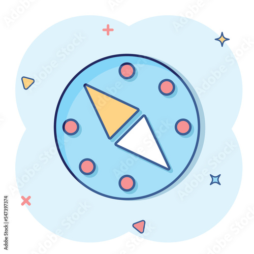 Free Download Compass icon in comic style. Navigation equipment cartoon vector illustration on white isolated background. Journey direction splash effect business concept. - GFXLoad