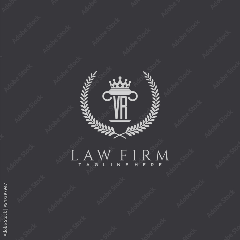 VR letter monogram logo for lawfirm with pillar & crown image design ...